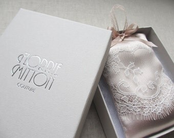 Couture Silk Lavender bag perfect gift mothers day bridal shower gift silk gift for her gift box and gift wrapping blush silk french lace