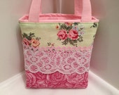 Gift Tote Bag, Shabby Chic, Gift Wrap, Wrapping Paper, Pink Christmas, Cottage Chic, Victorian, Patchwork, Lace, Rick Rack, Roses, Girly Gift Tote Bag, Shabby Chic, Gift Wrap, Wrapping Paper, Pink Christmas, Cottage Chic, Victorian, Patchwork, Lace, Rick Rack, Roses, Girly
