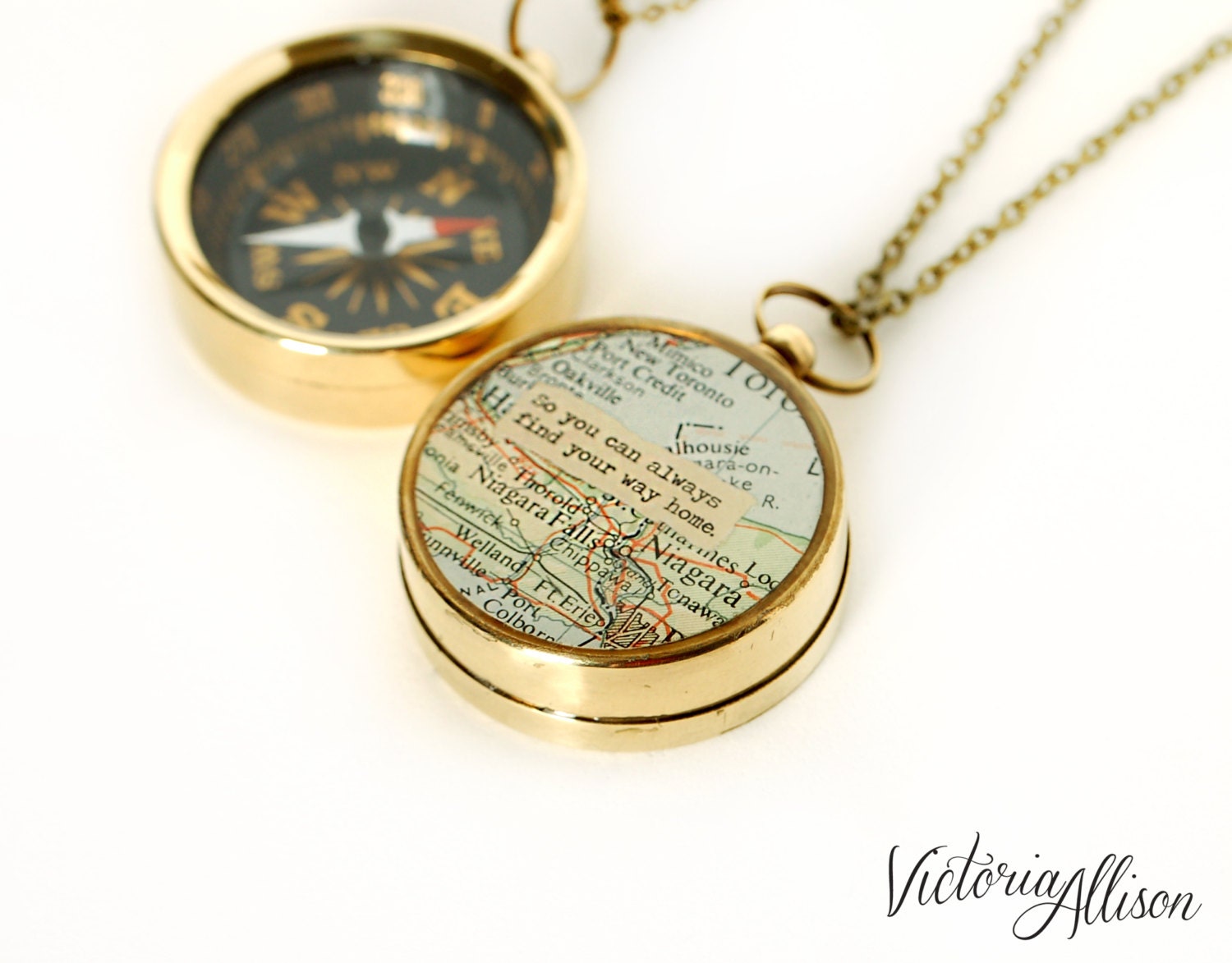 Large Map Compass Necklace So You Can Always Find Your Way