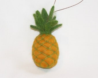 Christmas Ornament - Needle Felted - Miniature Pineapple - Felted Fruit Ornament - Christmas Gift - Holiday Decoration - Mini Pineapple