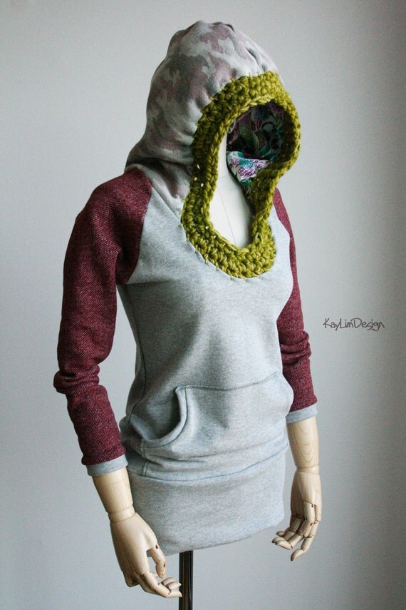 Women's sweatshirt hoodie / Cotton hoodie / crochet hoodie - KT568