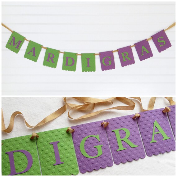 Mardi Gras Banner - Embossed Large Dots - Mardi Gras Party Decoration Fat Mardi Gras Garland Fat Tuesday Decor New Orleans Party Mardi Gras Il_570xn