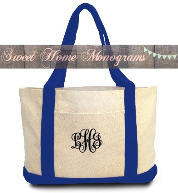 Monogrammed Canvas Boat Tote Bag by SweetHomeMonograms on Etsy