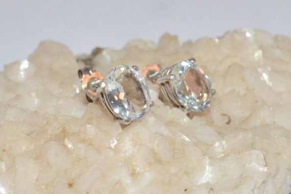 4 ctw Oval White Topaz Earrings Set in 925 Silver FREE SHIPPING