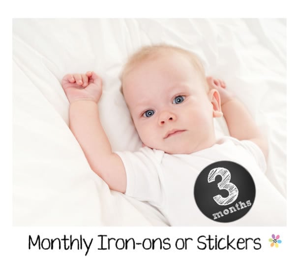 Baby MONTHLY Iron ons or baby MONTHLY Stickers for by MyLilTees