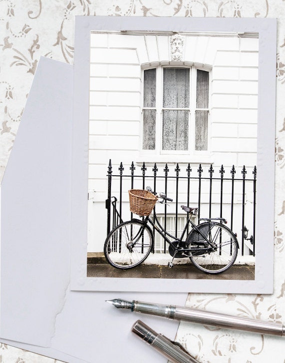 London Photo Notecard - Black Bicycle Note Card, Greeting Card ...