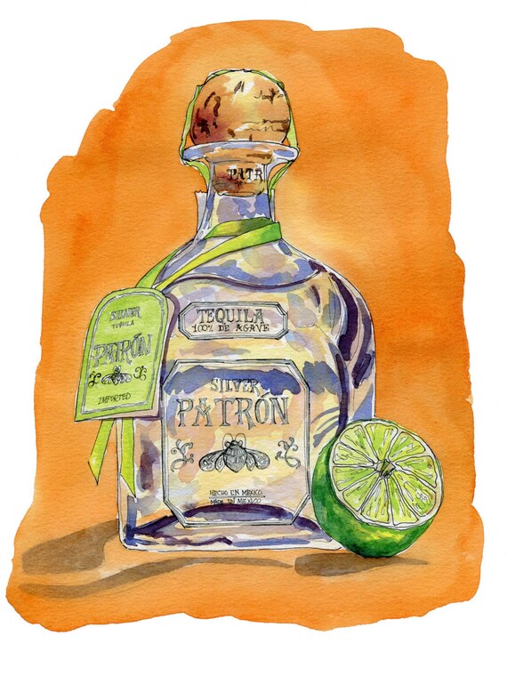 Patron and Lime Still Life Print by canales on Etsy