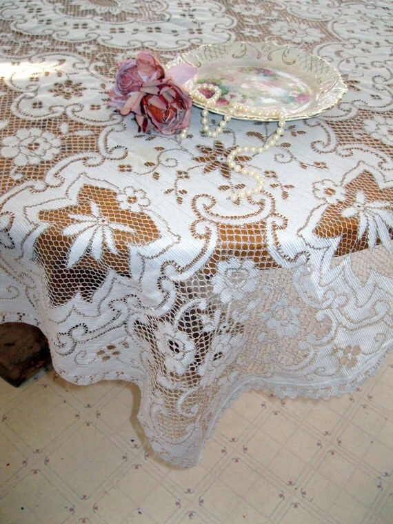 Lace Tablecloth Rectangular Lace Tablecloth by mailordervintage