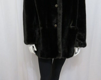 1970's Tissavel France for Country Pacer Faux espresso mink fur coat ...