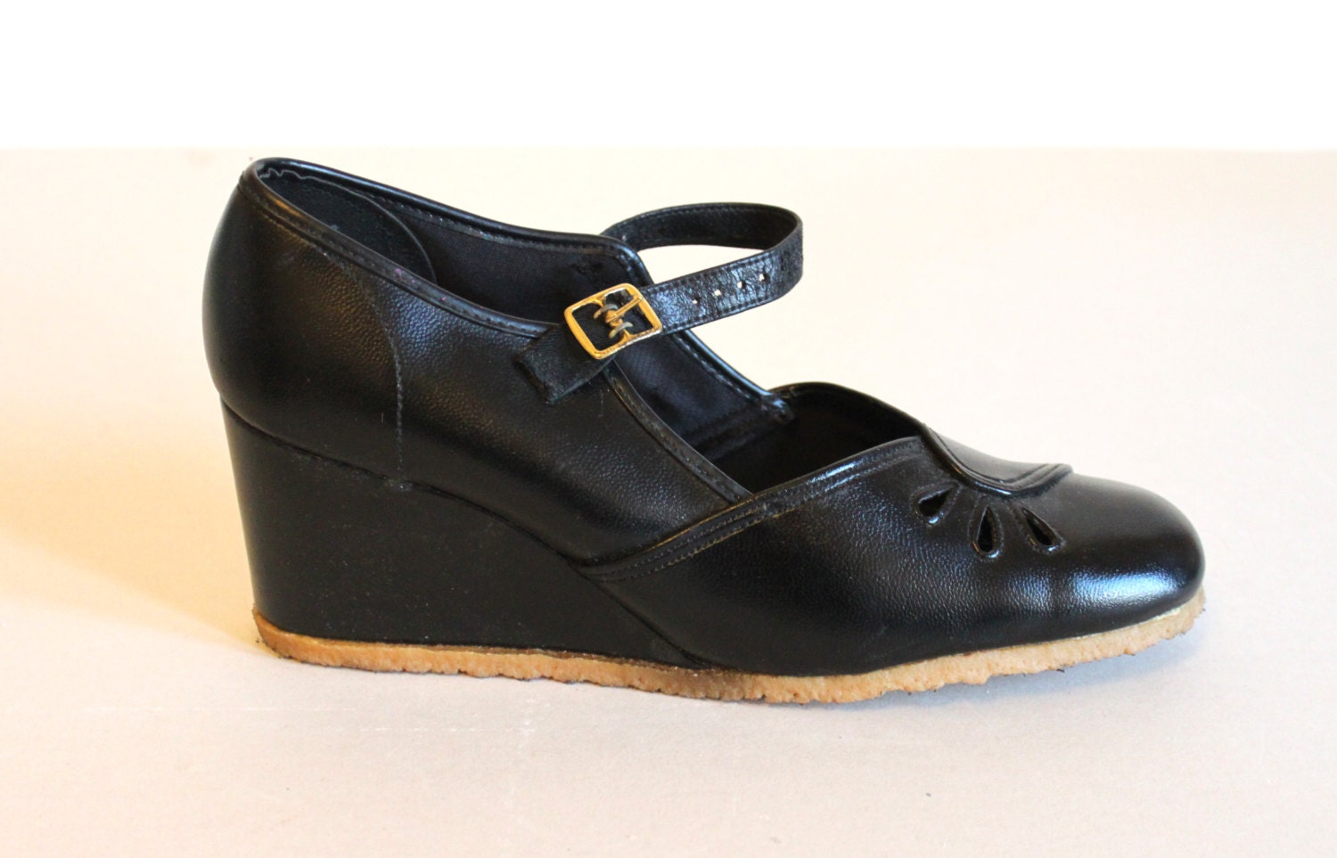 70s platforms wedge shoes leather by TrudysStoreVintage on Etsy