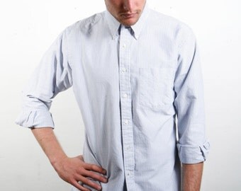 CHAMBRAY vintage y2k prep school dropout chambray Nordstrom blue & white long sleeve COTTON 90s button up