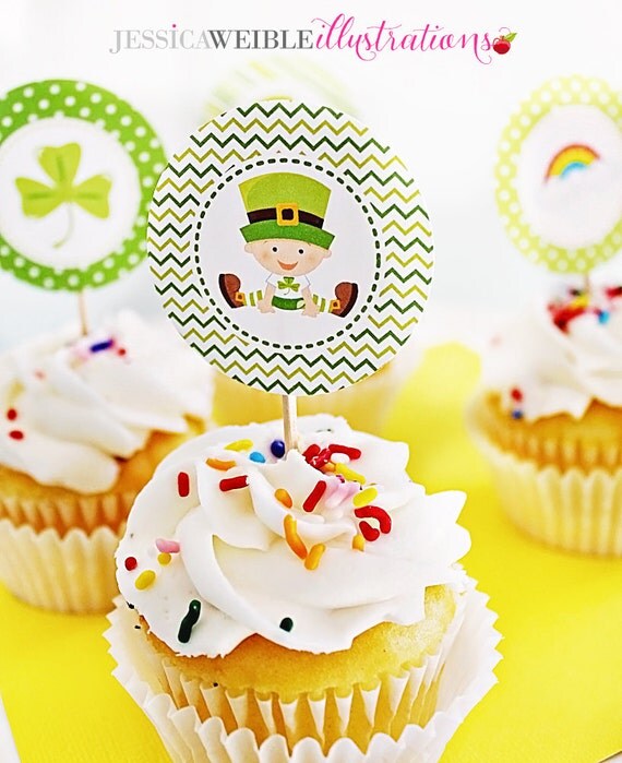 Lucky Babies Theme Printable Party Tags - Cupake Toppers - Printable Party Favors - St Patricks Day Party Printables Il_570xn