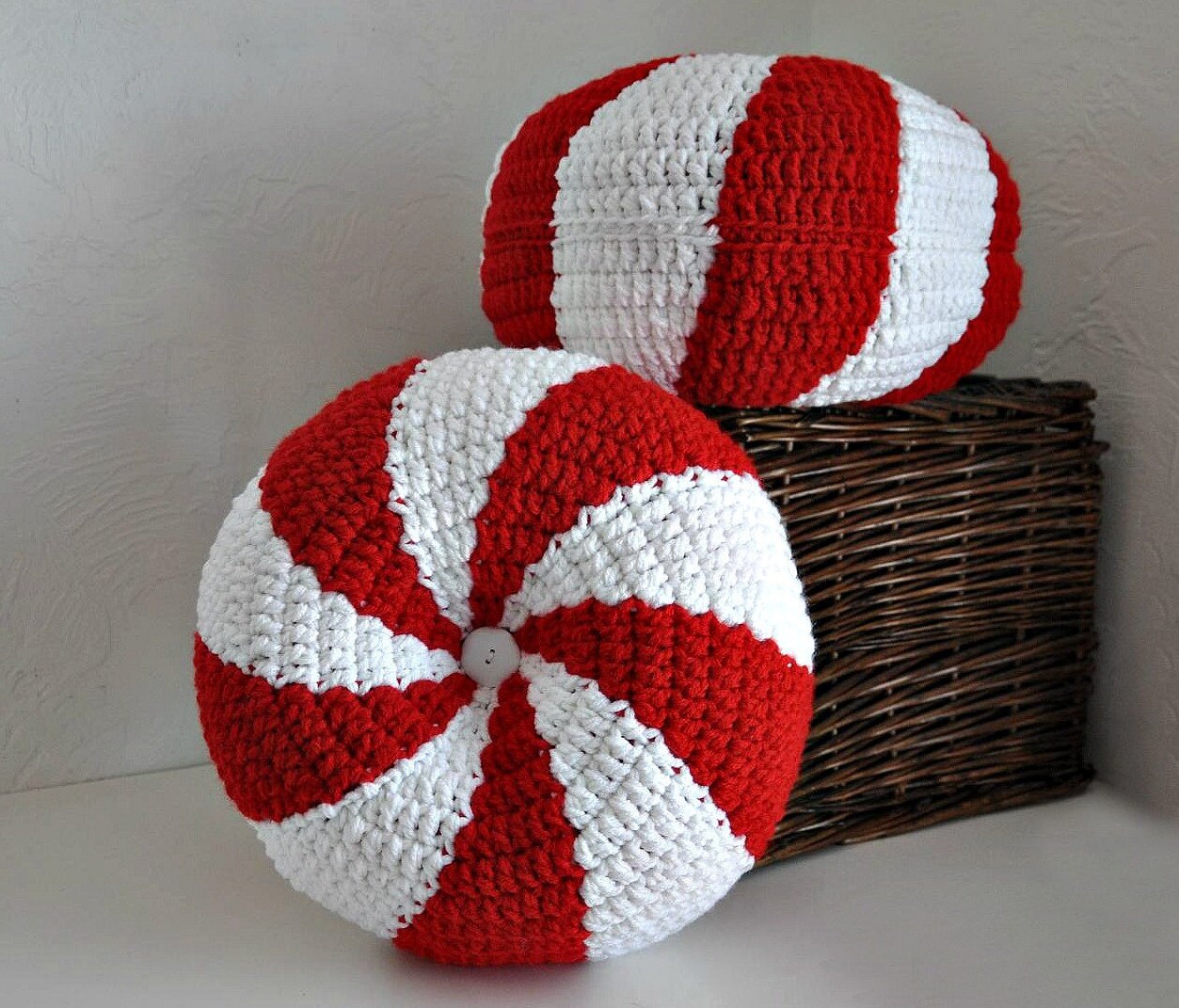 Pair of Peppermint Pillow Cushion Christmas by AandBDesignStudio