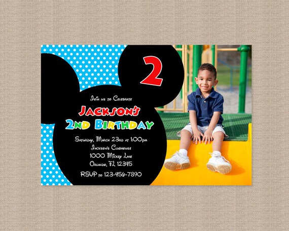 Mickey Mouse Clubhouse Birthday Party Invitation - Inspired by Mickey Mouse - Mickey Mouse Birthday Invitation Il_570xn