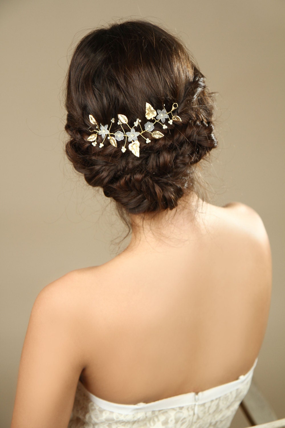 Gold Leaf bridal hair vine wedding hair accessories by Hinuma