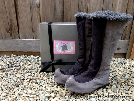 Kristoff Grey/Black Faux Suede Custom Frozen Spat and Boots in Faux Suede Adult Costume