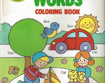 First Words Vintage Coloring Book, Preschool, C1985