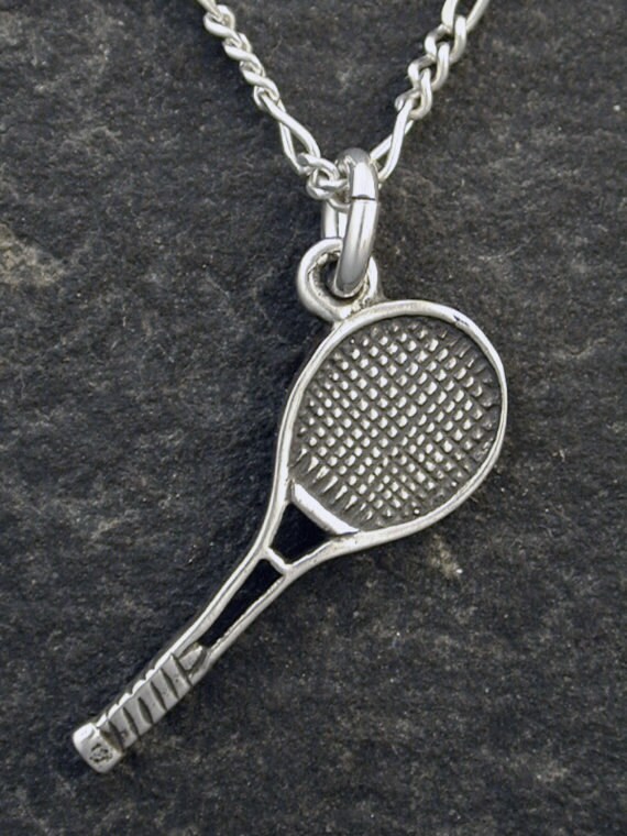Sterling Silver Tennis Racket Pendant on Sterling Silver