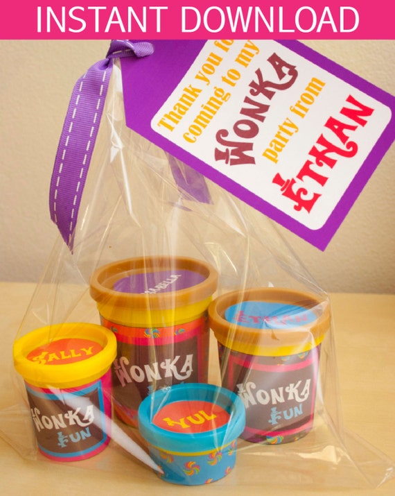 Willy Wonka modeling dough wrapper - DIY Printable Kit - INSTANT DOWNLOAD Il_570xn