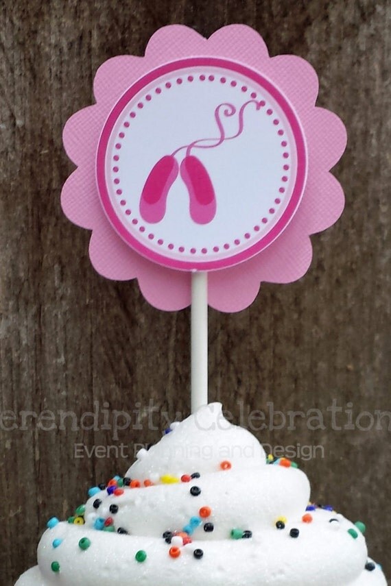 Set of 12 Personalized Pretty in Pink Ballerina Cupcake Toppers - Ballerina Birthday -Ballerina Party -Ballerina Il_570xn