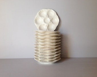 Art Deco French Oyster Plate Pale Cream 1920s