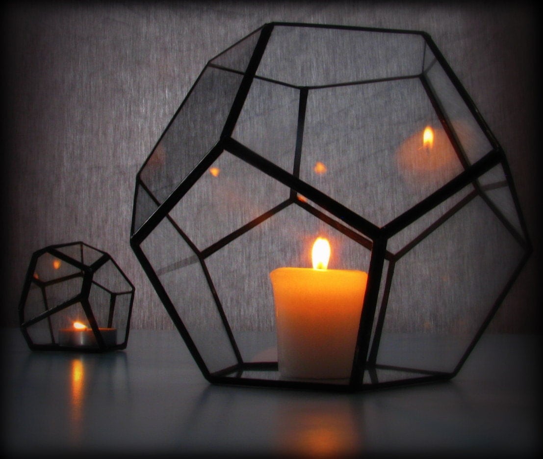 Geometric Lantern Centerpiece : Wedding candle glass holder lighting