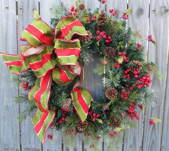 Items similar to Christmas Wreath - Natural Elegance Wreath - Designer