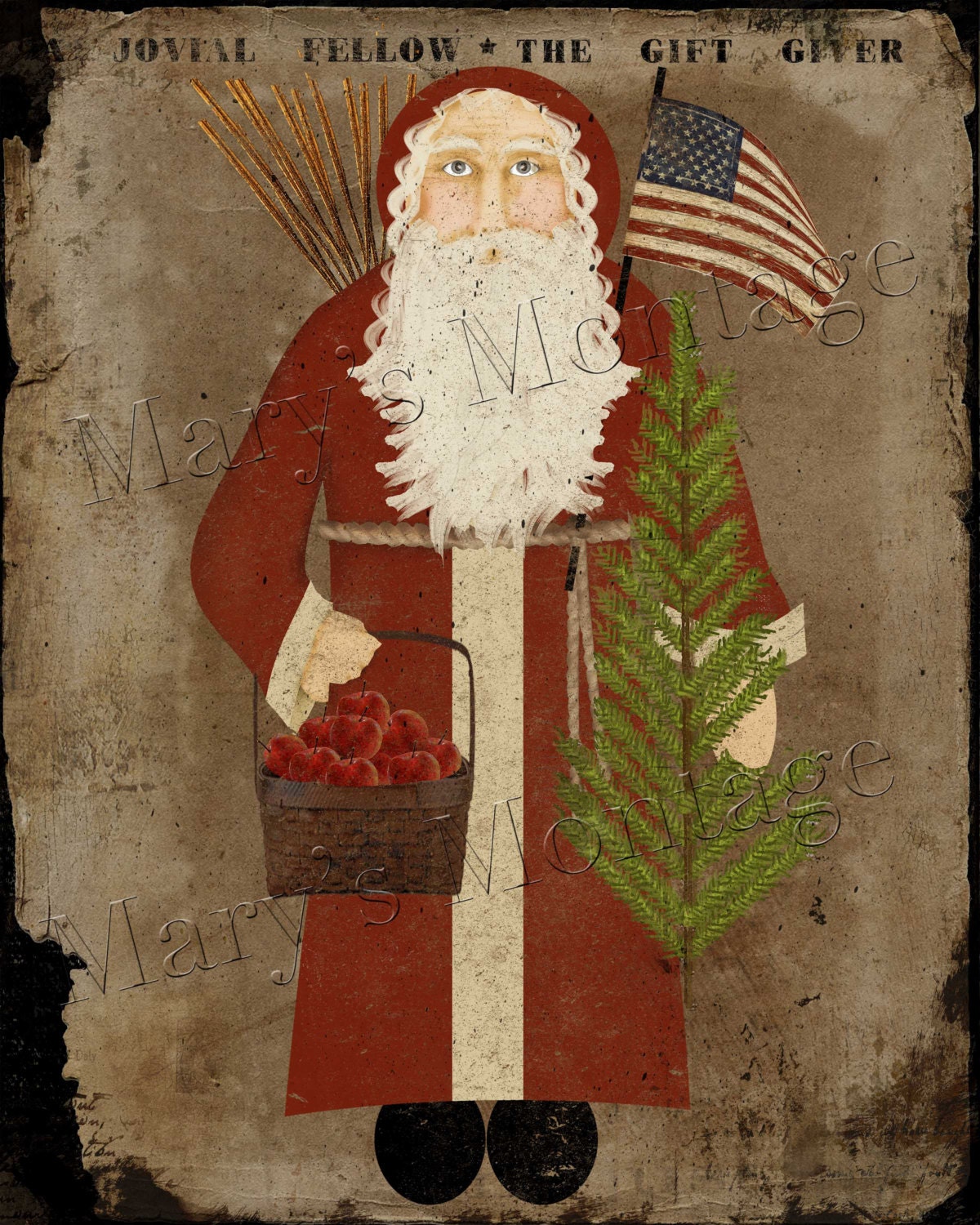 Extreme Primitive Americana Santa 8 x10 Art Digital download