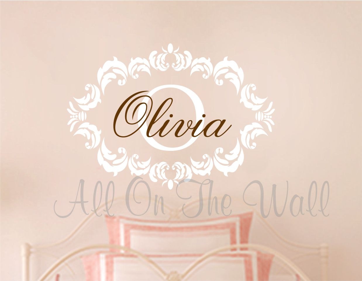 Wall Decal Baby Girl Nursery Name Monogram Wall Decal Shabby