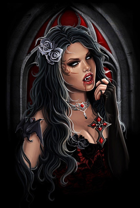 Vampire gothic fantasy halloween dark print