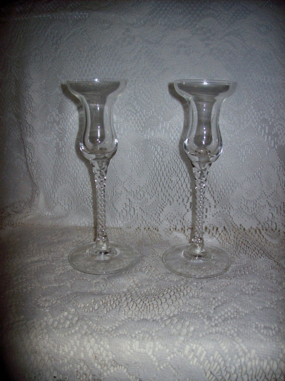 Vintage Crystal Candlesticks Taper Candle Holders by SusOriginals