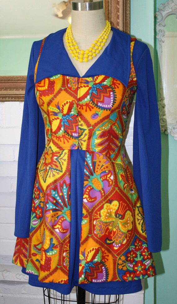 1970s Style Mini Dress and Vest GoGo Disco Party Retro Bell