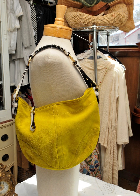 Vintage Coach Yellow Suede Bag by UNAVES on Etsy