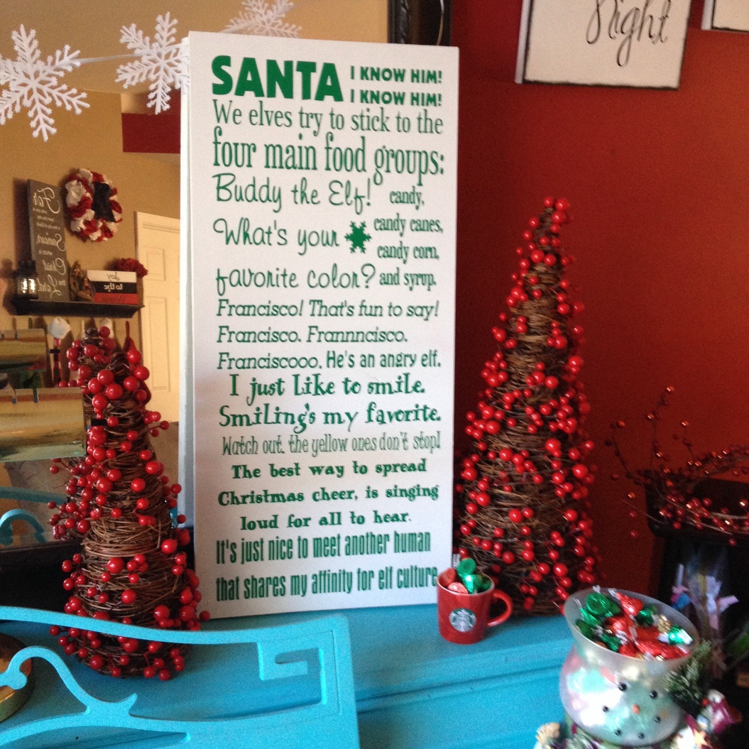 Christmas Wood Sign Elf-Buddy the Elf Sayings Subway Art