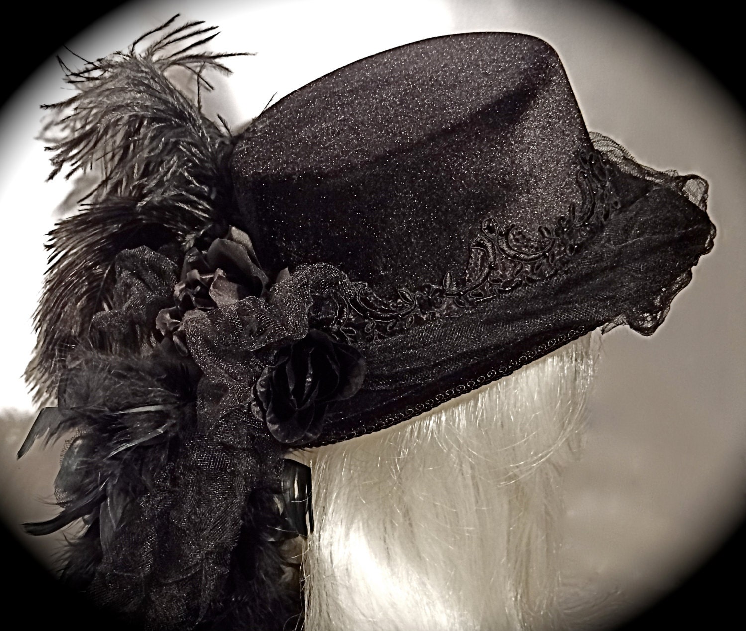 Black Goth Top Hat Victorian Hats Steampunk Hat by Marcellefinery