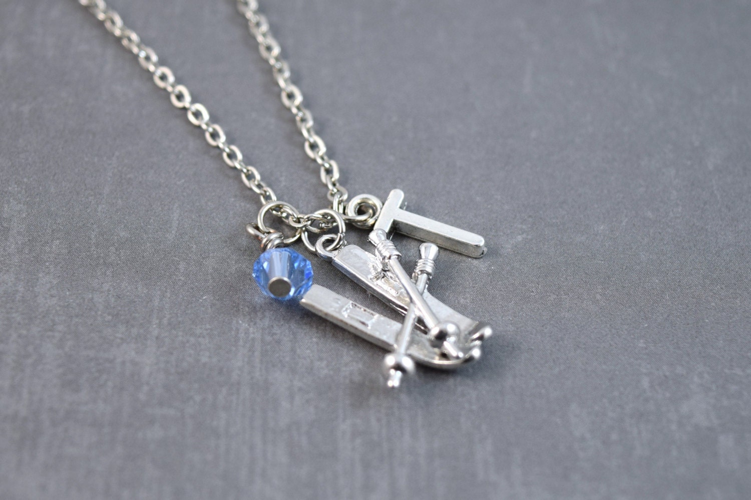 Ski Necklace Ski Jewelry Winter Necklace Snow Necklace