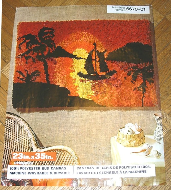Latch Hook Rug Printed Canvas 23 X 35 Tropical