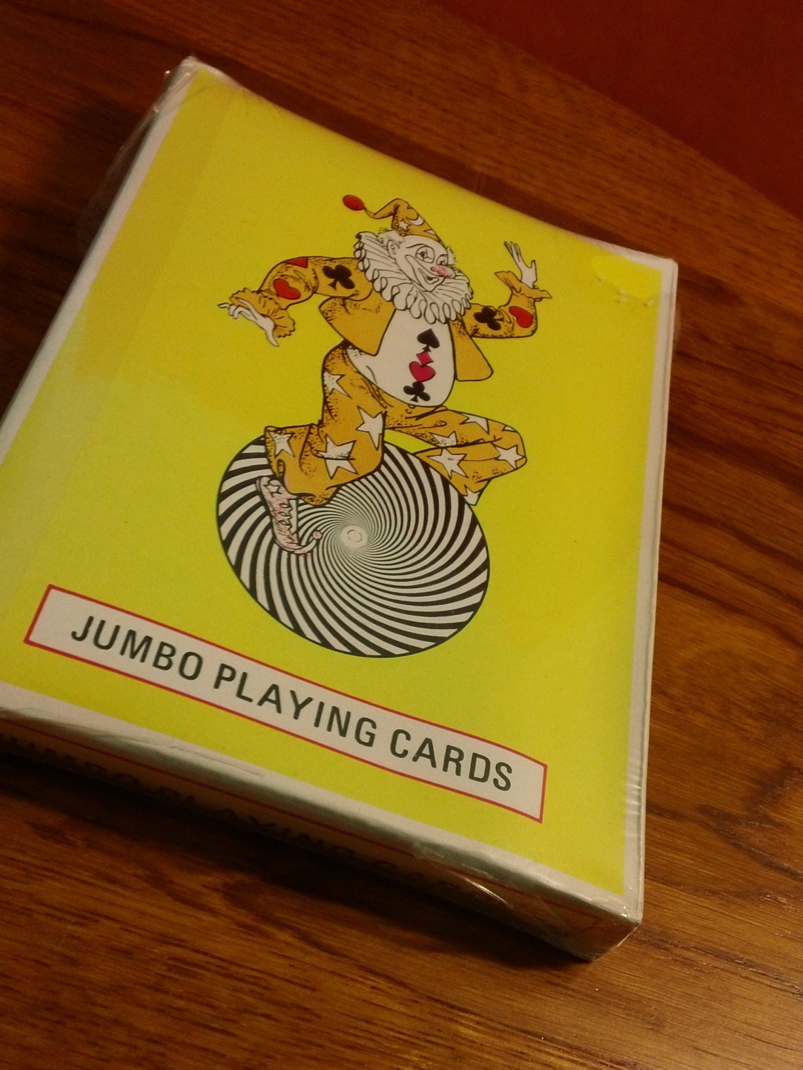 Vintage Jumbo Playing Cards with Clown on spinning Wheel still