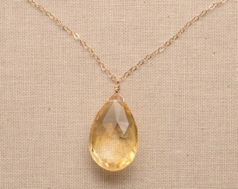 Citrine Necklace, November Birthstone Necklace, Citrine Gold Chain Necklace, Healing Gemstone Jewelry