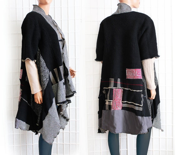 black wool wrap cardigan pattern instructions