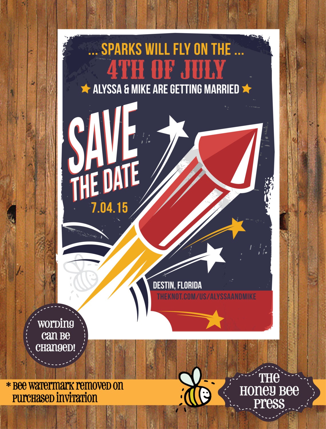 Fourth of July Wedding Save the Date Sparks will Fly Save 4th Of July Save The Date