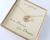 Compass Necklace Graduation Gift Gift box with Card Rose Gold Compass Necklace Gold Compass Necklace Silver Compass