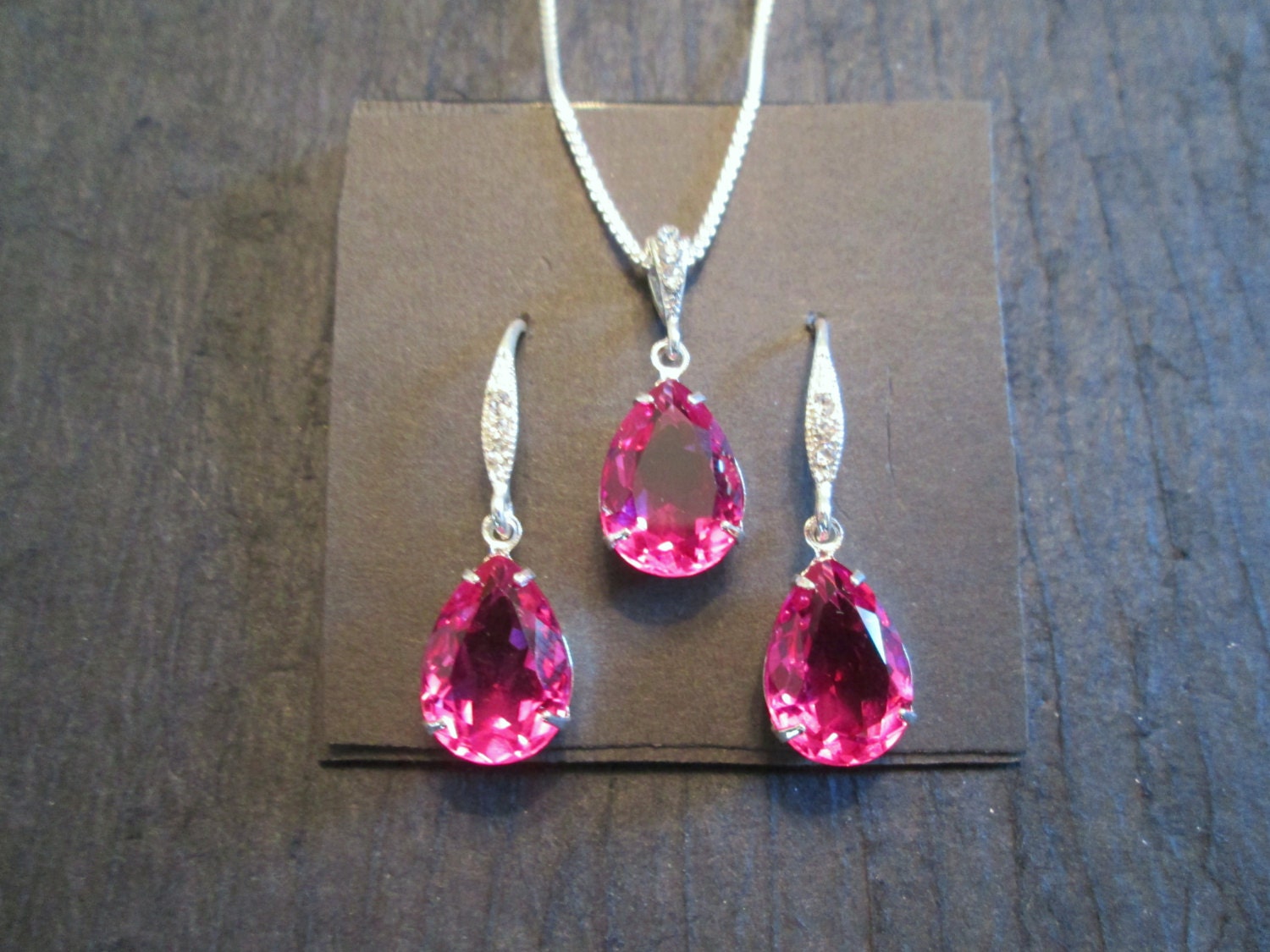 Swarovski Fuchsia Bridesmaid Jewelry Set/Swarovski Pink