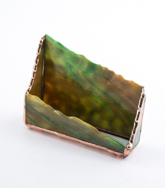 Unique Desktop Business Card Holder Stained Glass Desk