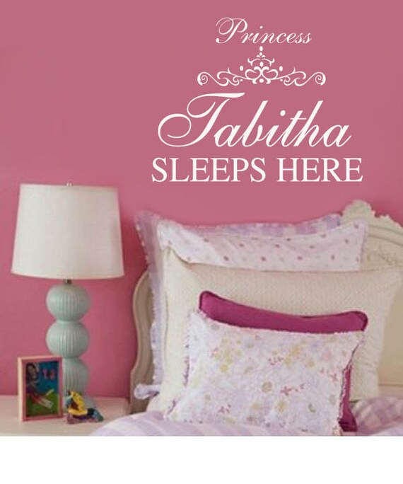 Princess Sleeps Here Personalized Name Wall Decal Baby Girl