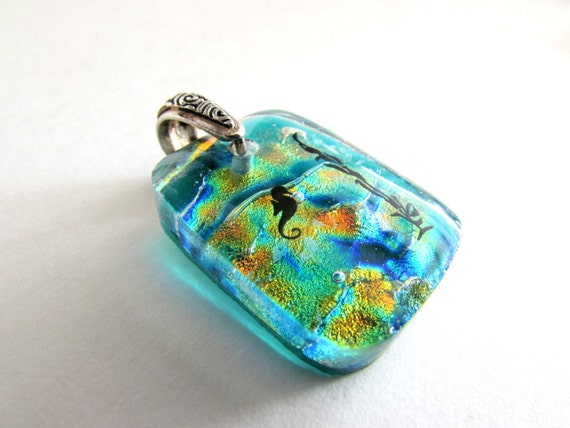 Mermaid Aquarium Dichroic Glass Necklace Pendant