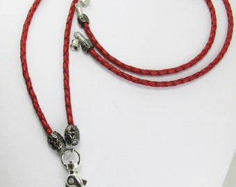 Braided Leather Necklace Lanyard & Wristlet – Handwoven Leather Keychain For Men