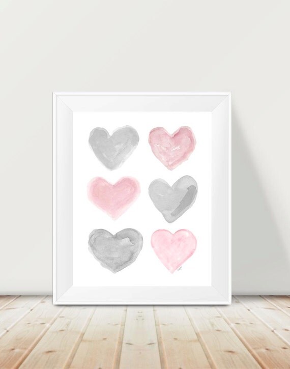 Pink Gray Nursery Kids Decor 11x14 Print Pink and Gray Art