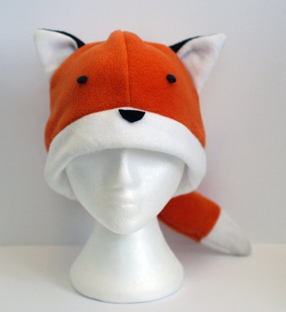 Red Fox Fleece Hat With Tail