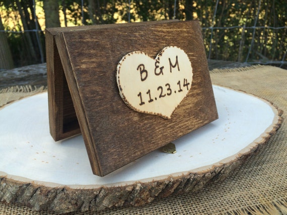 Ring Bearer Box - Shabby Chic Rustic Wedding Decor - Ring Bearer Pillow Alternative - Personalized Ring Box by CountryBarnBabe